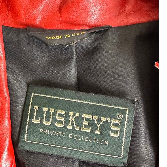 Luskeys Private Collection Women’s Red Leather Fringed Waist Jacket Stunning - Picture 3 of 10